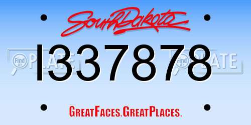 I337878 South Dakota License Plate