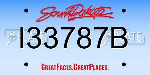 I33787B South Dakota License Plate