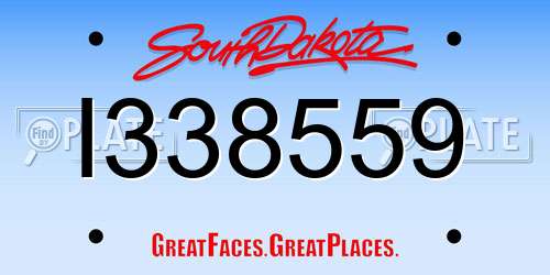 I338559 South Dakota License Plate