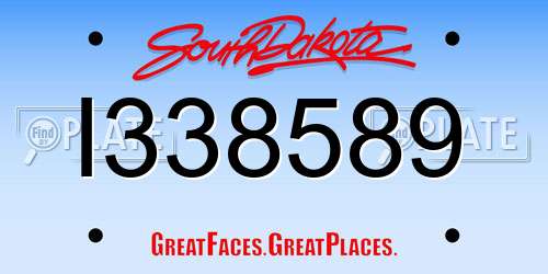 I338589 South Dakota License Plate
