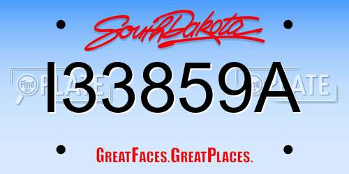 I33859A South Dakota License Plate