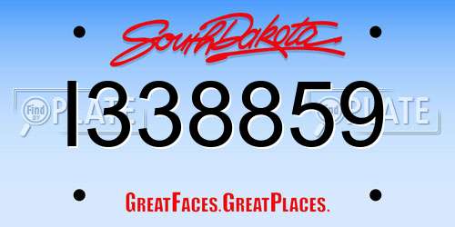 I338859 South Dakota License Plate