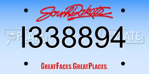 I338894 South Dakota License Plate