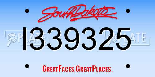 I339325 South Dakota License Plate