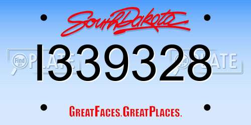 I339328 South Dakota License Plate
