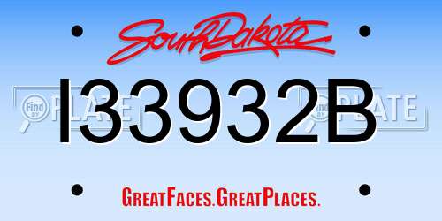 I33932B South Dakota License Plate