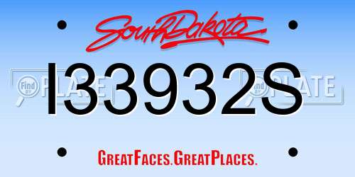 I33932S South Dakota License Plate