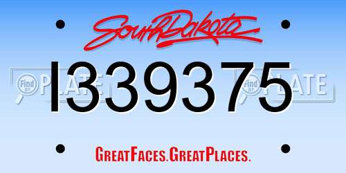 I339375 South Dakota License Plate