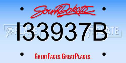 I33937B South Dakota License Plate