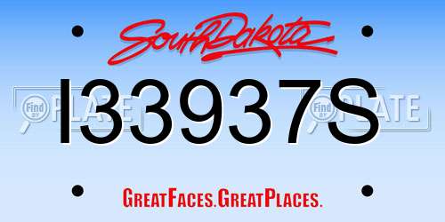 I33937S South Dakota License Plate