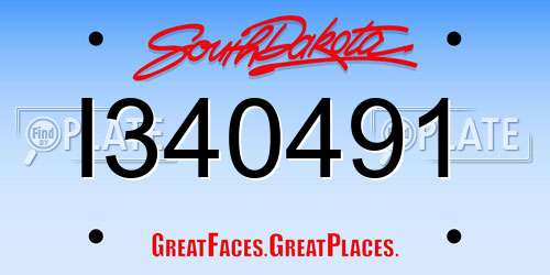 I340491 South Dakota License Plate