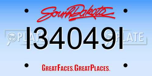I34049I South Dakota License Plate