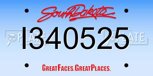 I340525 South Dakota License Plate