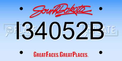 I34052B South Dakota License Plate