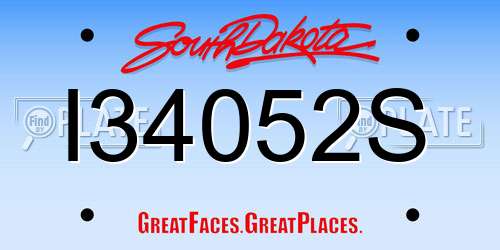 I34052S South Dakota License Plate