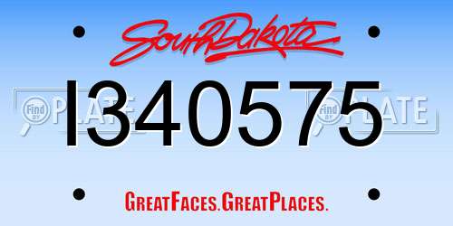 I340575 South Dakota License Plate