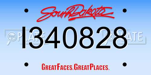 I340828 South Dakota License Plate