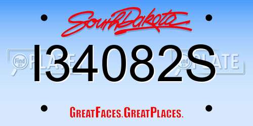 I34082S South Dakota License Plate