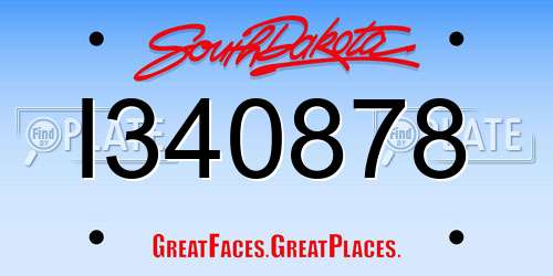 I340878 South Dakota License Plate