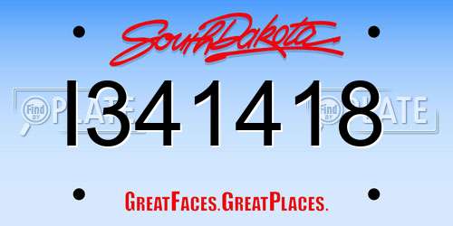 I341418 South Dakota License Plate