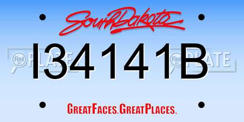 I34141B South Dakota License Plate