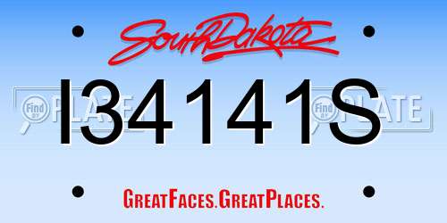 I34141S South Dakota License Plate