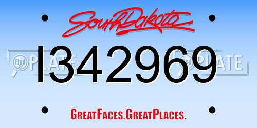 I342969 South Dakota License Plate