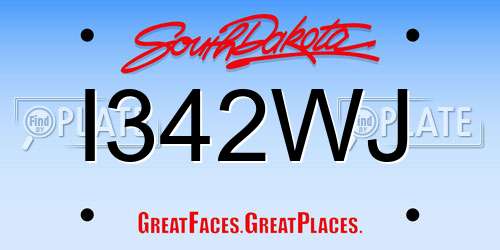 I342WJ South Dakota License Plate