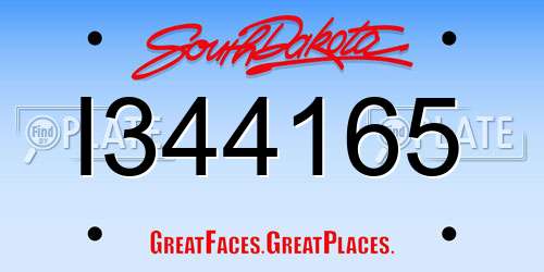 I344165 South Dakota License Plate