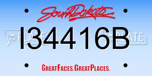 I34416B South Dakota License Plate