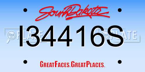 I34416S South Dakota License Plate