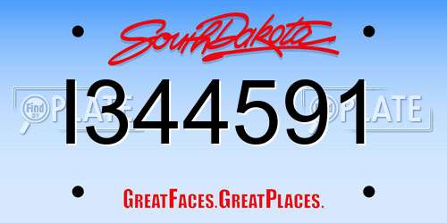 I344591 South Dakota License Plate