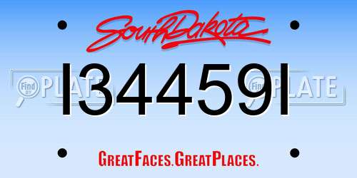 I34459I South Dakota License Plate