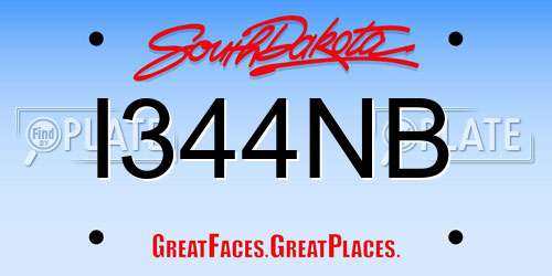 I344NB South Dakota License Plate