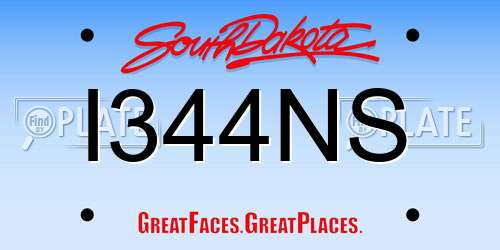 I344NS South Dakota License Plate