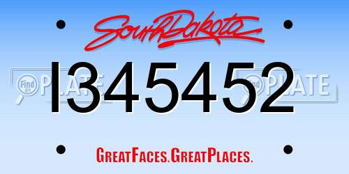 I345452 South Dakota License Plate
