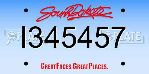 I345457 South Dakota License Plate