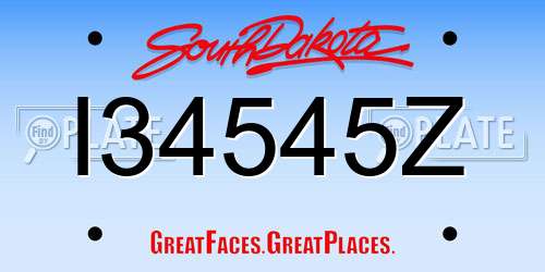 I34545Z South Dakota License Plate