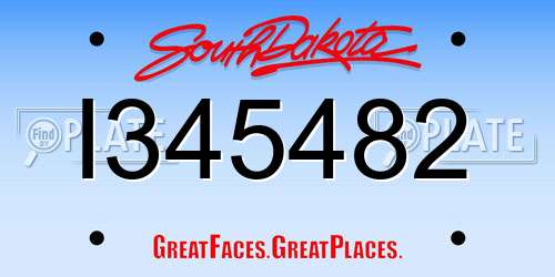 I345482 South Dakota License Plate