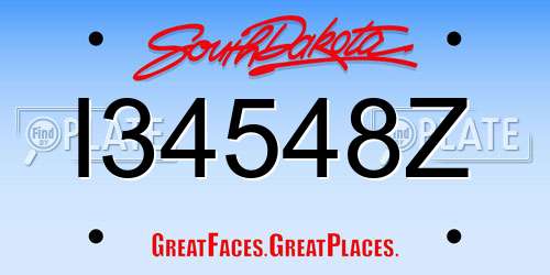I34548Z South Dakota License Plate