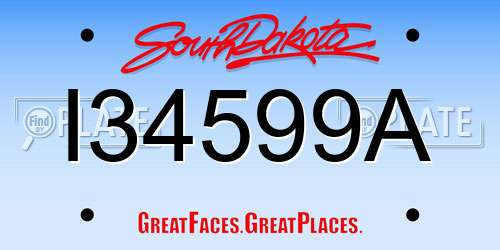 I34599A South Dakota License Plate