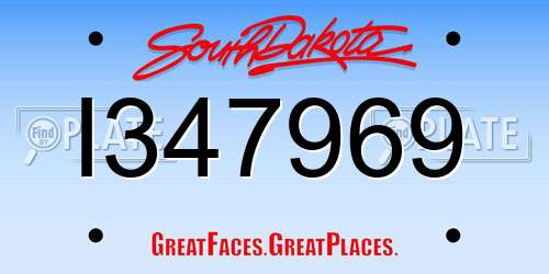 I347969 South Dakota License Plate