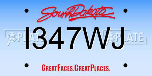 I347WJ South Dakota License Plate