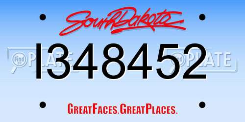 I348452 South Dakota License Plate