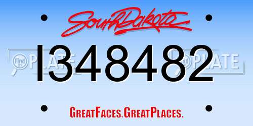 I348482 South Dakota License Plate