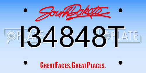 I34848T South Dakota License Plate