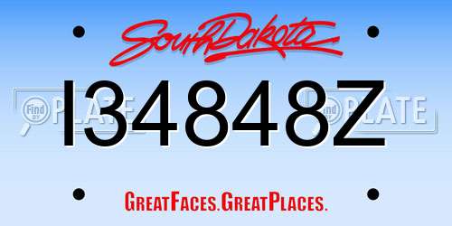 I34848Z South Dakota License Plate