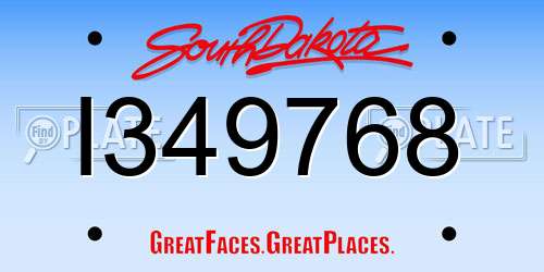 I349768 South Dakota License Plate