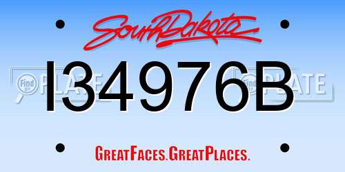 I34976B South Dakota License Plate