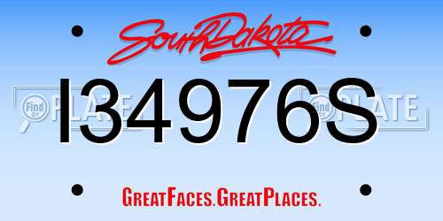 I34976S South Dakota License Plate